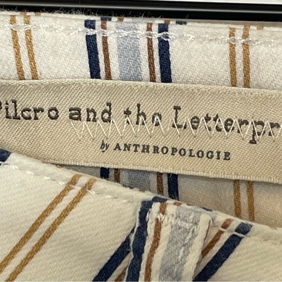 Pilcro and the Letterpress jeans cream with stripes sz 26 raw hem - Picture 6 of 10